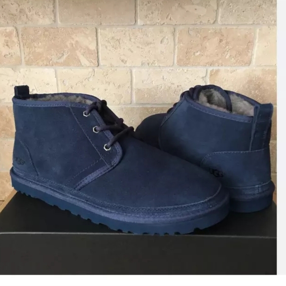 UGG neumel classic suede sheepskin chukka boots mens size 12 Navy winter boots - Picture 6 of 9